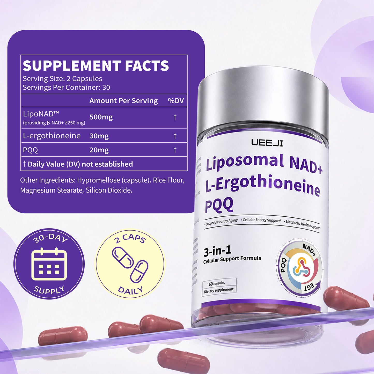 UEEJI 3-in-1 Liposomal NAD+ Supplement